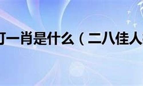 二八佳人打一生肖原创是什么_二八佳人打一生肖视频讲解